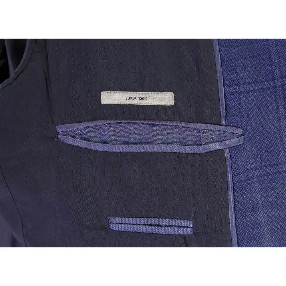 Armani Collezioni Royal Blue Windowpane 130's Wool 2-Btn Sportcoat Blazer 38S